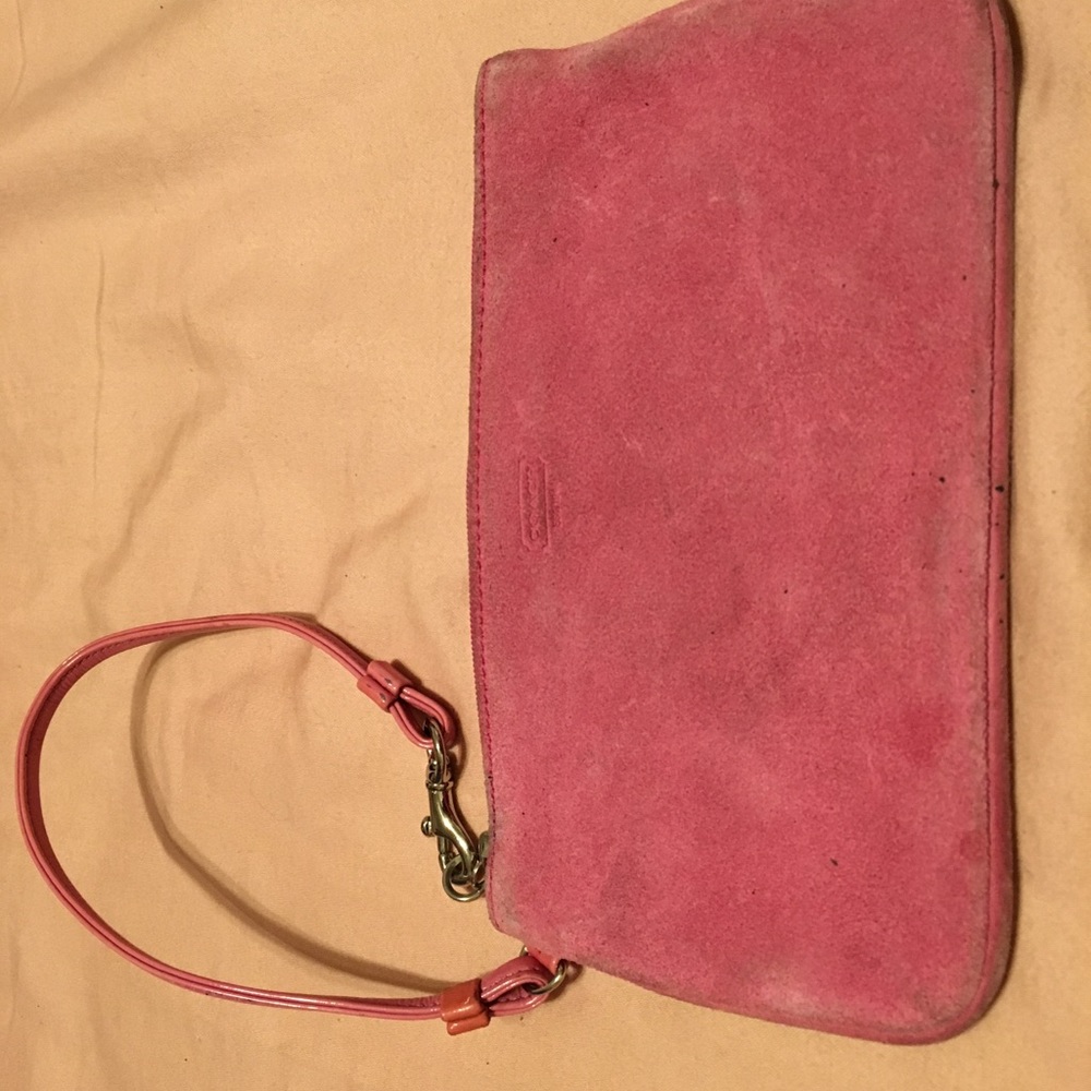 Coach pink suede wristlet